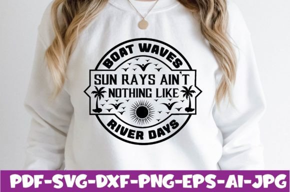 Boat Waves Sun Rays Graphics for T-Shirt Designs