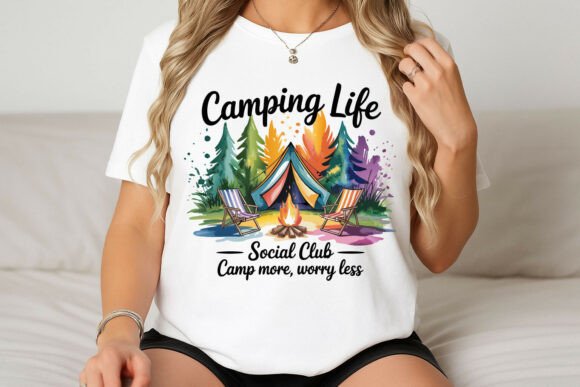Camping Life Social Club: Watercolor Graphics & T-Shirt Designs