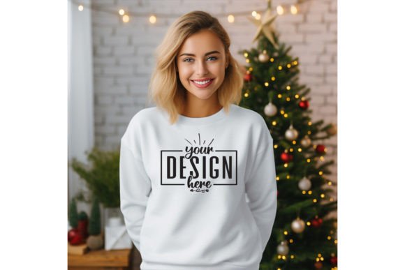 Christmas Girl White Sweatshirt Mockups: Hoodies & Graphics