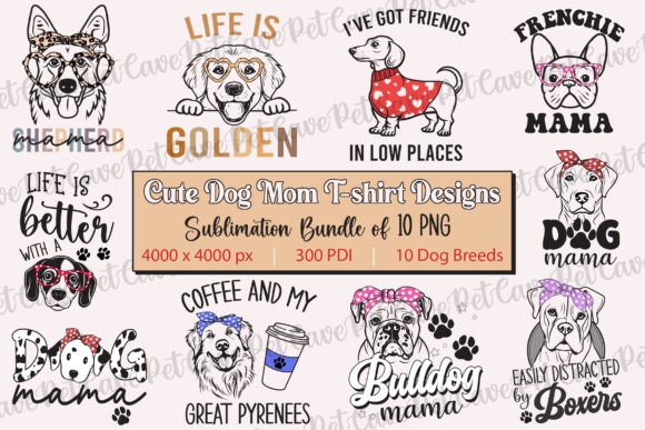Cute Dog Mom Sublimation Design Bundle