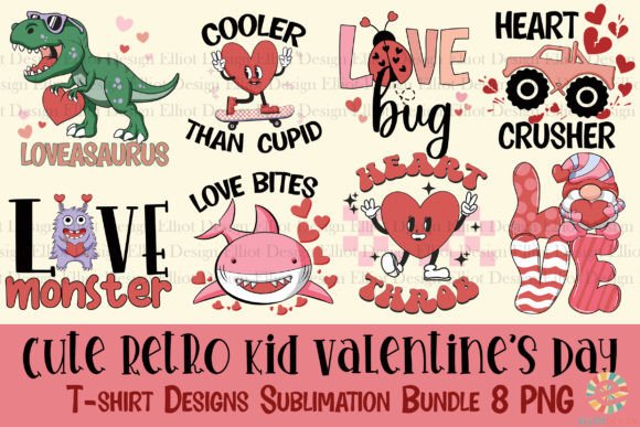 Cute Kid's Valentine's Day Retro Bundle: Graphics for T-Shirt & Brand Design