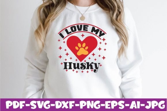 I Love My Husky Graphics & T-Shirt Designs