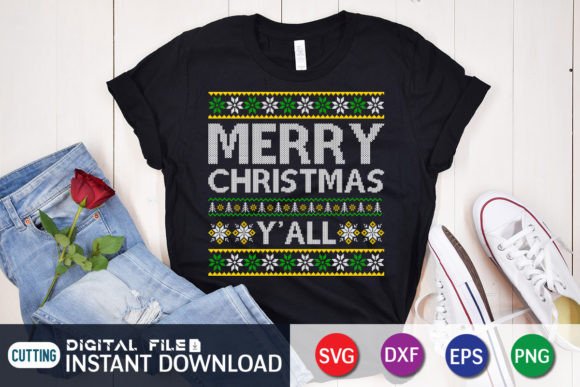 Merry Christmas Y all Pattern T-Shirt Graphics Review