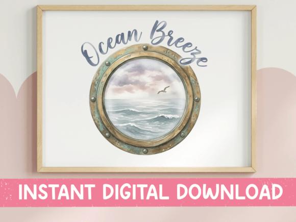 Ocean Breeze Stormy Porthole: Graphics & T-Shirt Designs