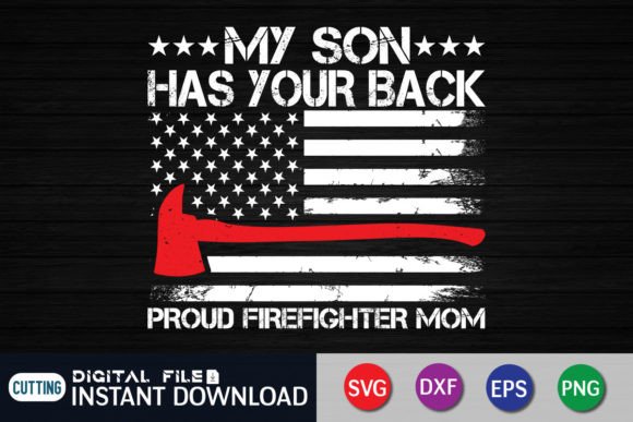 Proud Firefighter Mom American Flag Graphics & T‑Shirt Designs
