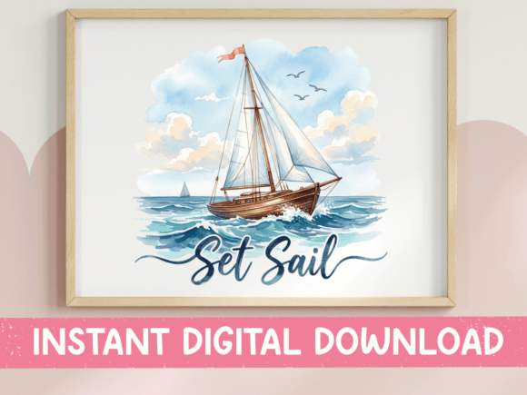 Set Sail: Watercolor Sailboat Graphics & T-Shirt Designs