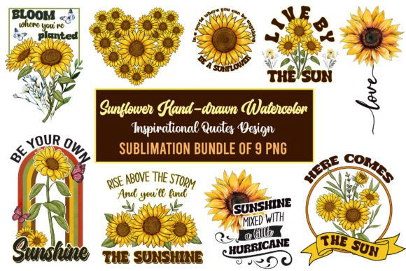 Sunflower Hand-drawn Watercolor: Graphics & T-Shirt Designs