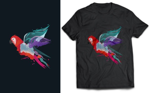 Watercolor Parrot Bird Graphics & T-Shirt Designs